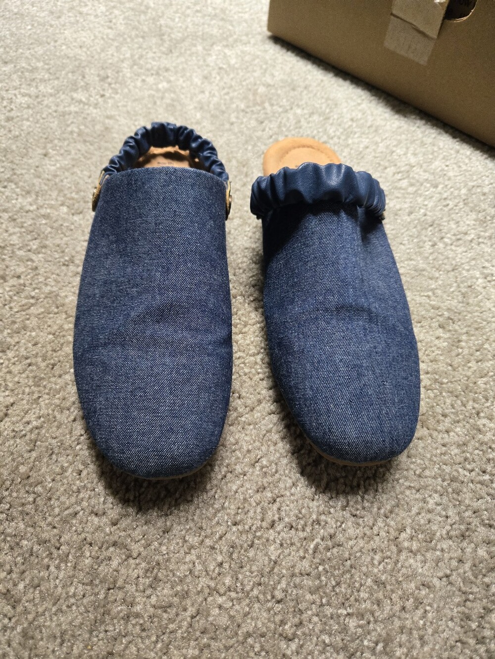 Earth Ezra Denim Slip-On Mules with Scrunch Strap- 8m